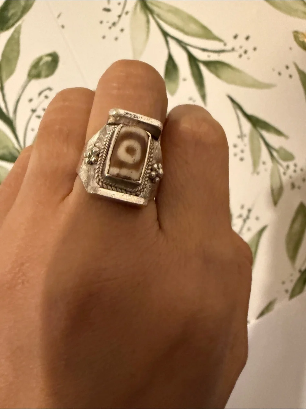 925  Silver ring with Dzi stone Statement Ring - Women's Jewelry( New)